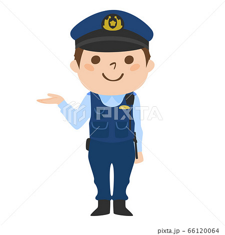 案内している男性警察官のイラスト のイラスト素材