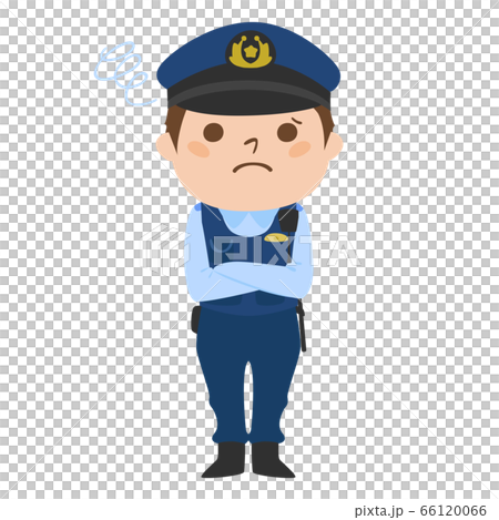 何かに困っている様子の男性警察官のイラスト のイラスト素材