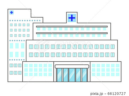 背景なし シンプルな大型病院の建物 のイラスト素材