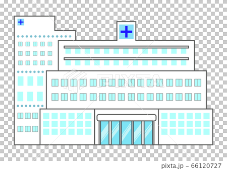 背景なし シンプルな大型病院の建物 のイラスト素材