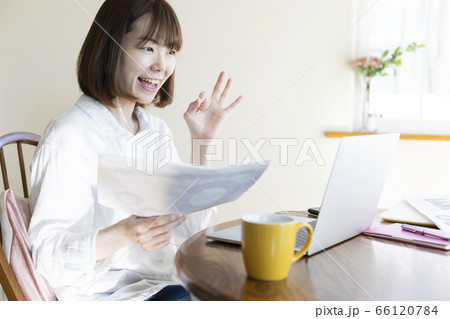 テレワークの若い女性 66120784
