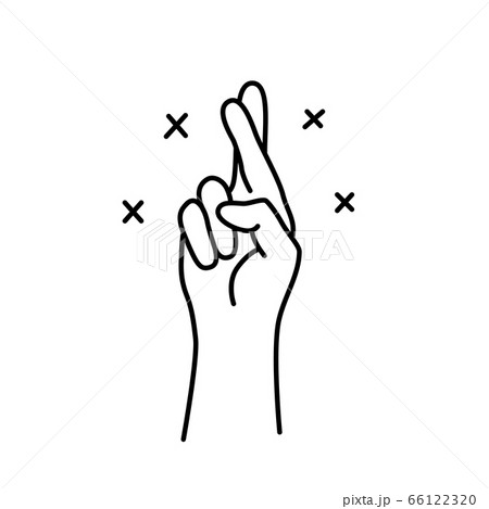FINGERS CROSSED. Korean lucky sign. Finger luck symbol with cross. Promise hand gesture. Vector illustration FINGERS CROSSED. Korean lucky sign. Finger luck symbol with cross. Promise hand gesture. Vector illustration 66122320