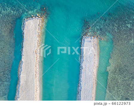 Aerial view of Baan Tai pier or Huatean Pier at Phangan island with clear blue sky, Thailand Aerial view of Baan Tai pier or Huatean Pier at Phangan island with clear blue sky, Thailand 66122973