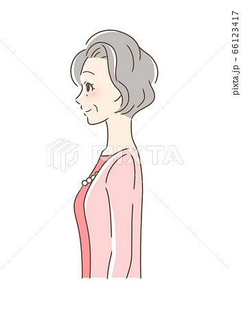 笑顔な女性の横顔のイラスト素材