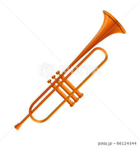 Gold trumpet icon, cartoon style 66124344