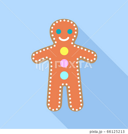 Gingerbread man icon, flat style 66125213
