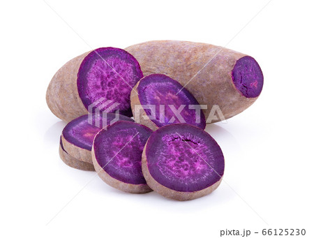 purple yams on isolated white background purple yams on isolated white background 66125230