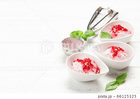 Raspberry ice cream scoops Raspberry ice cream scoops 66125325