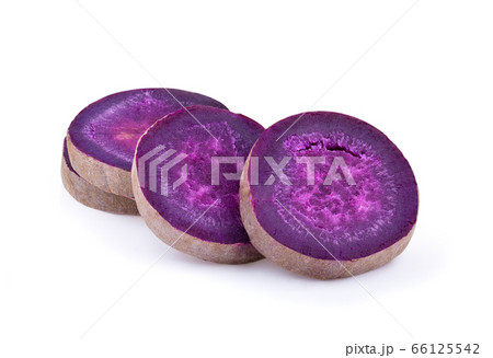 slice purple yams on isolated white background slice purple yams on isolated white background 66125542