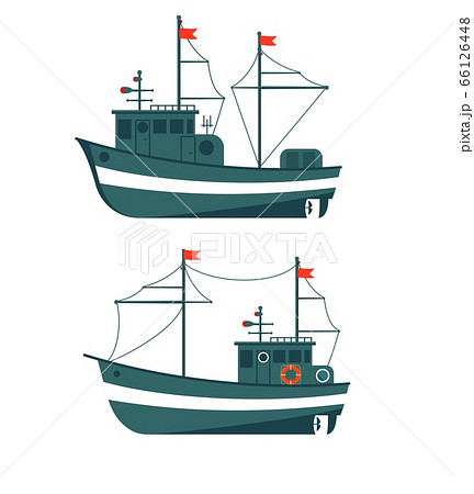 Fishing Boat Side View Commercial Fishing のイラスト素材