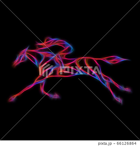 Horse race. Equestrian sport. Silhouette of racing with jockey 66126864