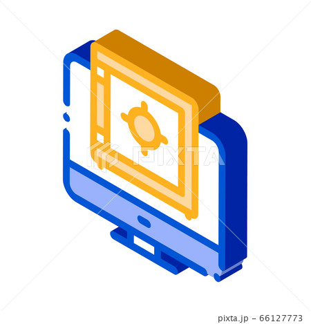 Computer Internet Safe Bank isometric icon vector illustration 66127773