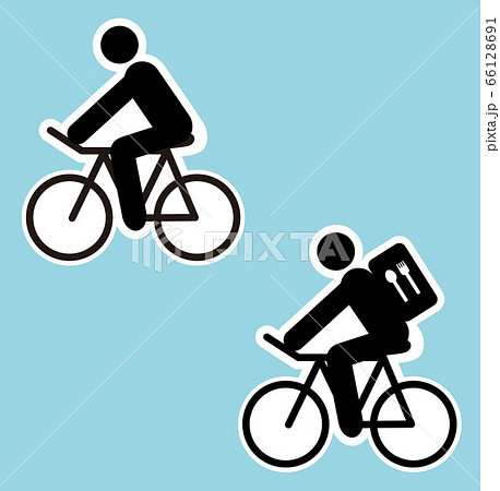 自転車に乗っている人 配達員アイコンのイラスト素材