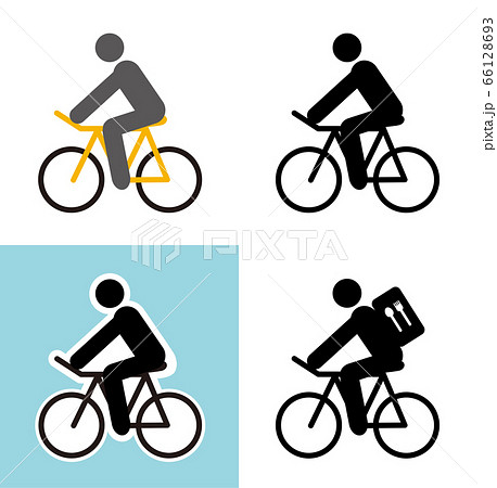 自転車に乗っている人アイコンのイラスト素材