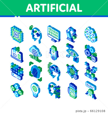 Artificial Intelligence Vector Isometric Icons Set 66129108