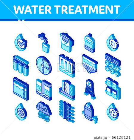 Water Treatment Items Vector Isometric Icons Set Water Treatment Items Vector Isometric Icons Set 66129121