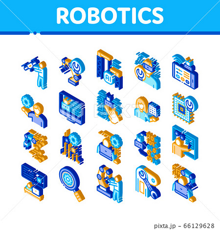 Robotics Master Isometric Icons Set Vector Robotics Master Isometric Icons Set Vector 66129628