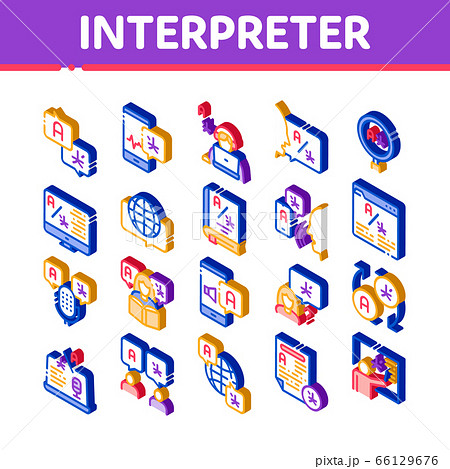 Interpreter Translator Isometric Icons Set Vector 66129676