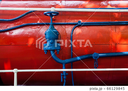 Long boiler steam locomotive. Side view. Long boiler steam locomotive. Side view. 66129845