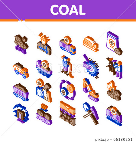 Coal Mining Equipment Isometric Icons Set Vector Coal Mining Equipment Isometric Icons Set Vector 66130251