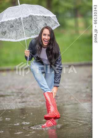 woman within rain boots