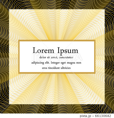Golden light, beam vector cover, background. Square card design with abstract quilloche irradiate lines 66130682
