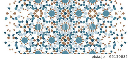 Morocco color wallpaper with geometric flowers. Arabesque vector wallpapers. Geometric rich border pattern with golden arabesque disintegration 66130685