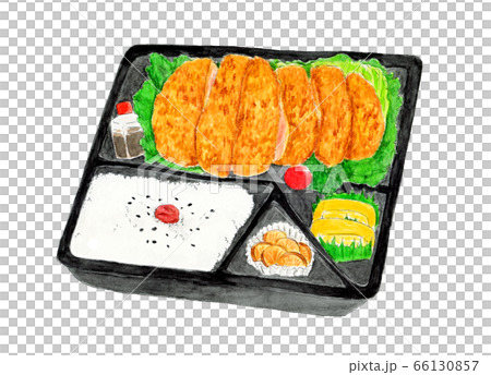 テイクアウトのトンカツ弁当 水彩画 のイラスト素材