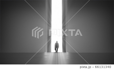 3d render walking man with a case to the opening gate with clearance 66131340