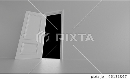 3d render open door in a bright room on a black background 66131347