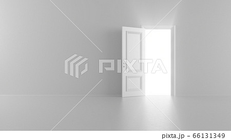 3d render shine of an open door in a bright room 66131349