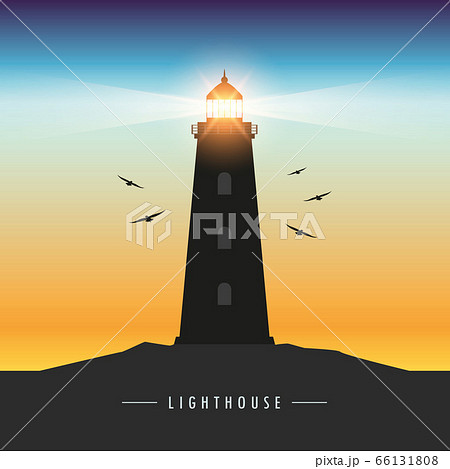 Lighthouse Silhouette Icon Landscapeのイラスト素材