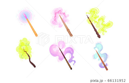 Magic Wands with Fairy Dust and Glow Swirling Around Vector Set Magic Wands with Fairy Dust and Glow Swirling Around Vector Set 66131952