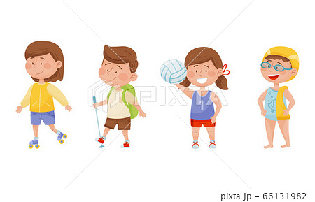 Energetic Children Doing Different Kind of Sport Vector Illustrations Set Energetic Children Doing Different Kind of Sport Vector Illustrations Set 66131982