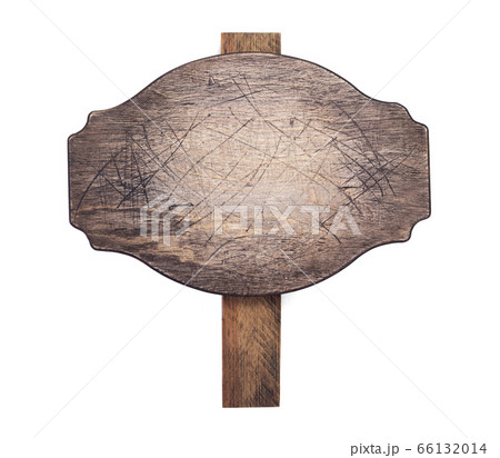 wooden nameplate or wall sign on white background 66132014