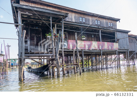Floating village house along Inle Lake in Burma Floating village house along Inle Lake in Burma 66132331