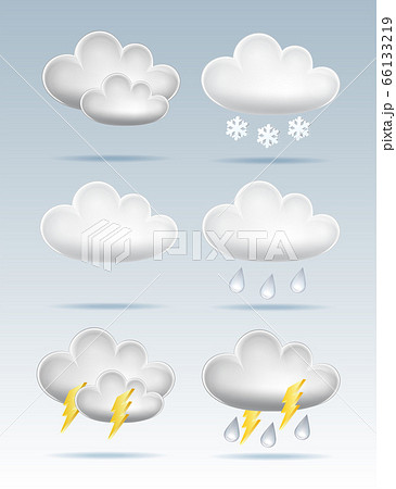 Set of Cloud Icons in cartoon style on blue background. 66133219
