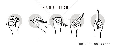 ペンを持つ手 ハンドサインのイラスト素材