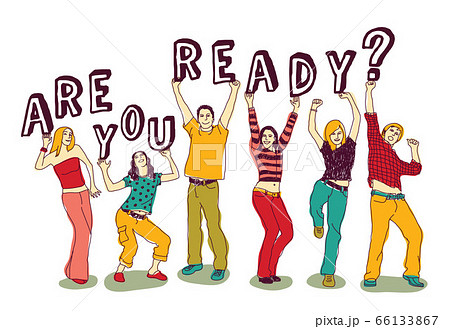 Sign and young happy people group isolate Sign and young happy people group isolate 66133867