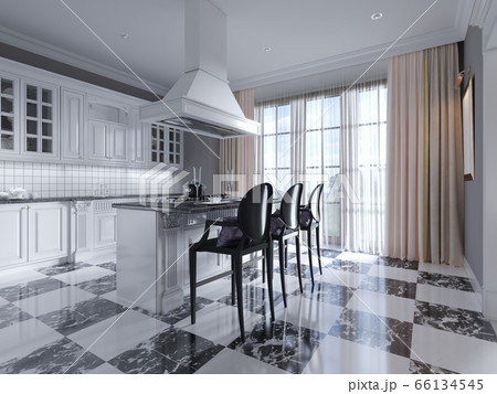 Modern art deco style kitchen with trendy black Modern art deco style kitchen with trendy black 66134545