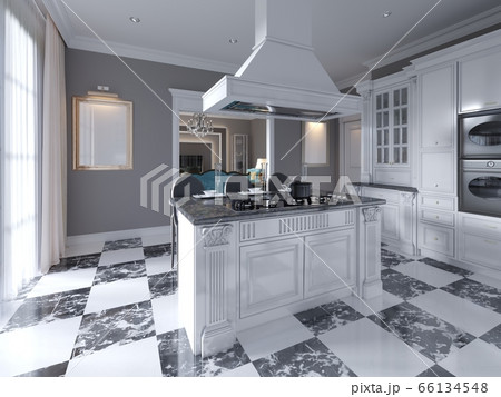 Modern art deco style kitchen with trendy black Modern art deco style kitchen with trendy black 66134548