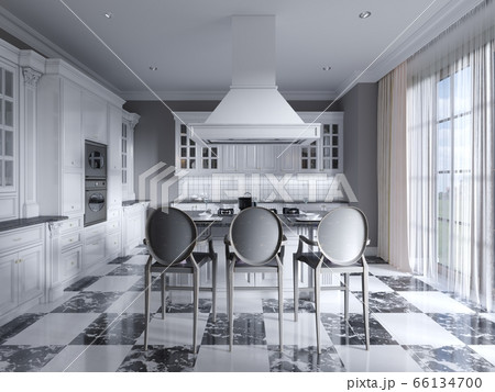 Modern art deco style kitchen with trendy black Modern art deco style kitchen with trendy black 66134700