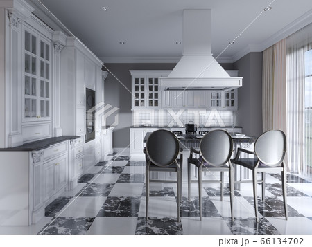 Modern art deco style kitchen with trendy black Modern art deco style kitchen with trendy black 66134702