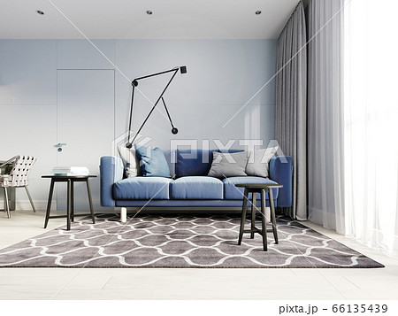 Nordic Design Living Room With A Modern, Design For Living Room Blue