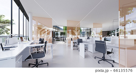 Spacious light and lighted office with work desks Spacious light and lighted office with work desks 66135576