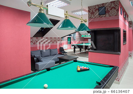 Interior of the billiard club. Interior of the billiard club. 66136407