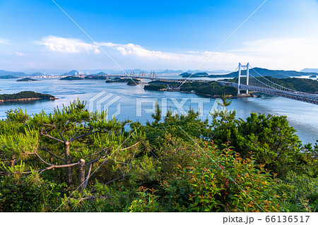 《岡山県》青空の瀬戸大橋・初夏《鷲羽山より》 66136517
