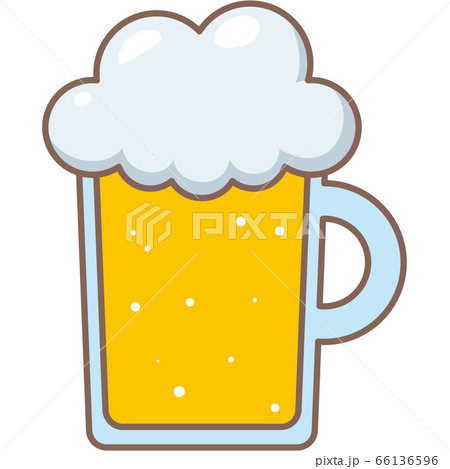 ビールジョッキに入ったビール 線画あり のイラスト素材
