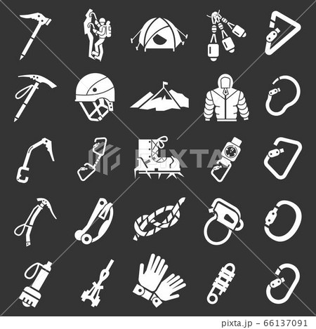 Mountaineering equipment icon set, simple style 66137091