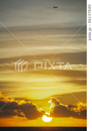 Magical dramatic sunset on a tropical beach. Magical dramatic sunset on a tropical beach. 66137680